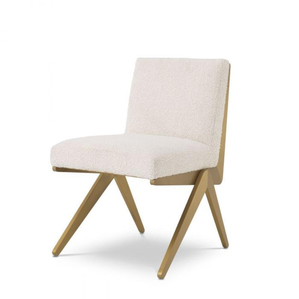 Eichholtz Fico Dining Chair Cream, Brushed Brass