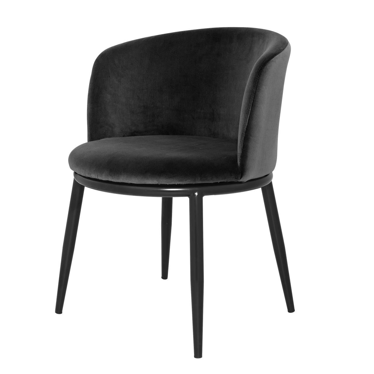 Eichholtz Filmore Dining Chair, Set of 2, Cameron Black Fabric, Black Legs, 29.13"H (A111998 YV0J03YXY1)