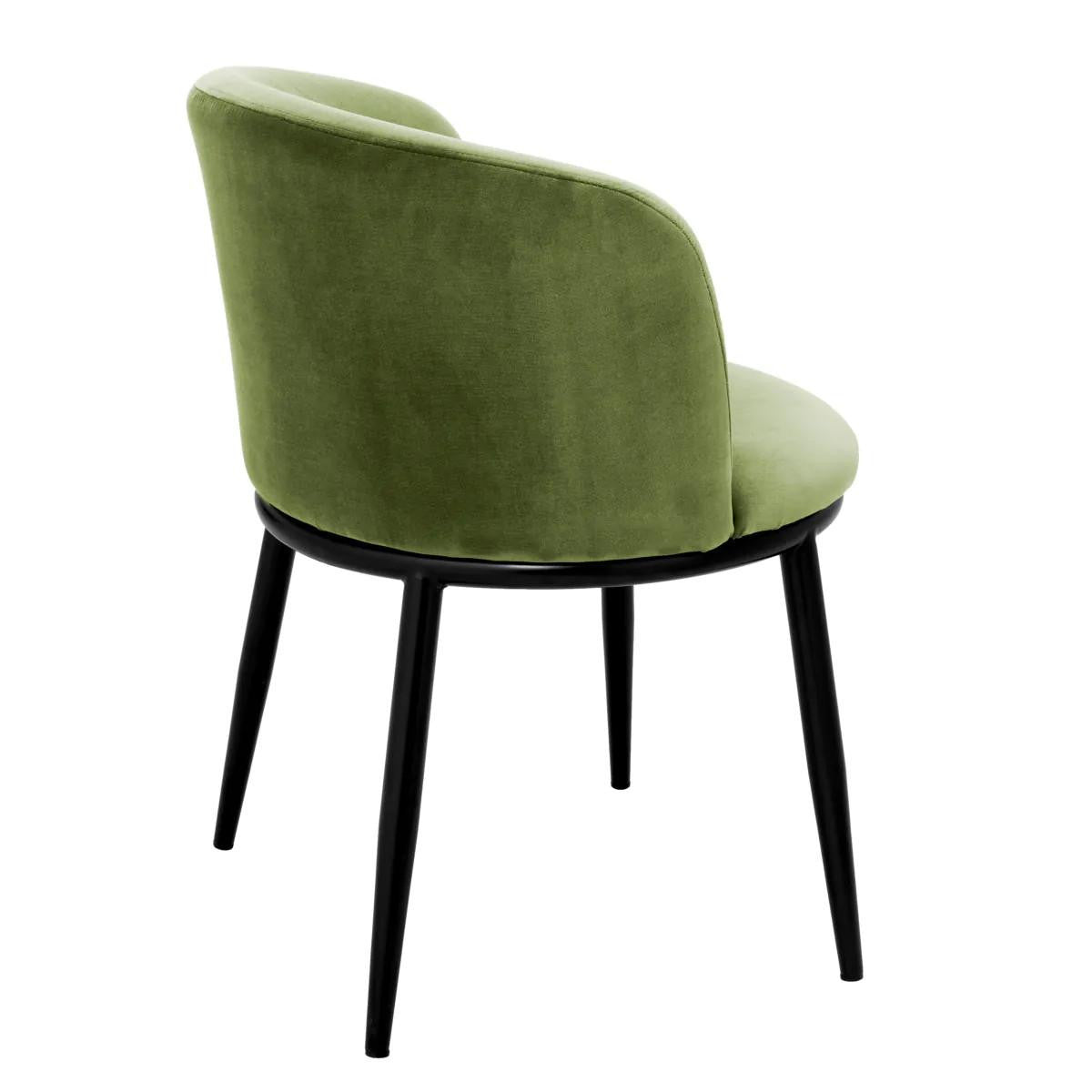 Eichholtz Filmore Dining Chair, Set of 2, Cameron Light Green Fabric, Black Legs, 29.13"H (A111996 YV0J03YXY3)