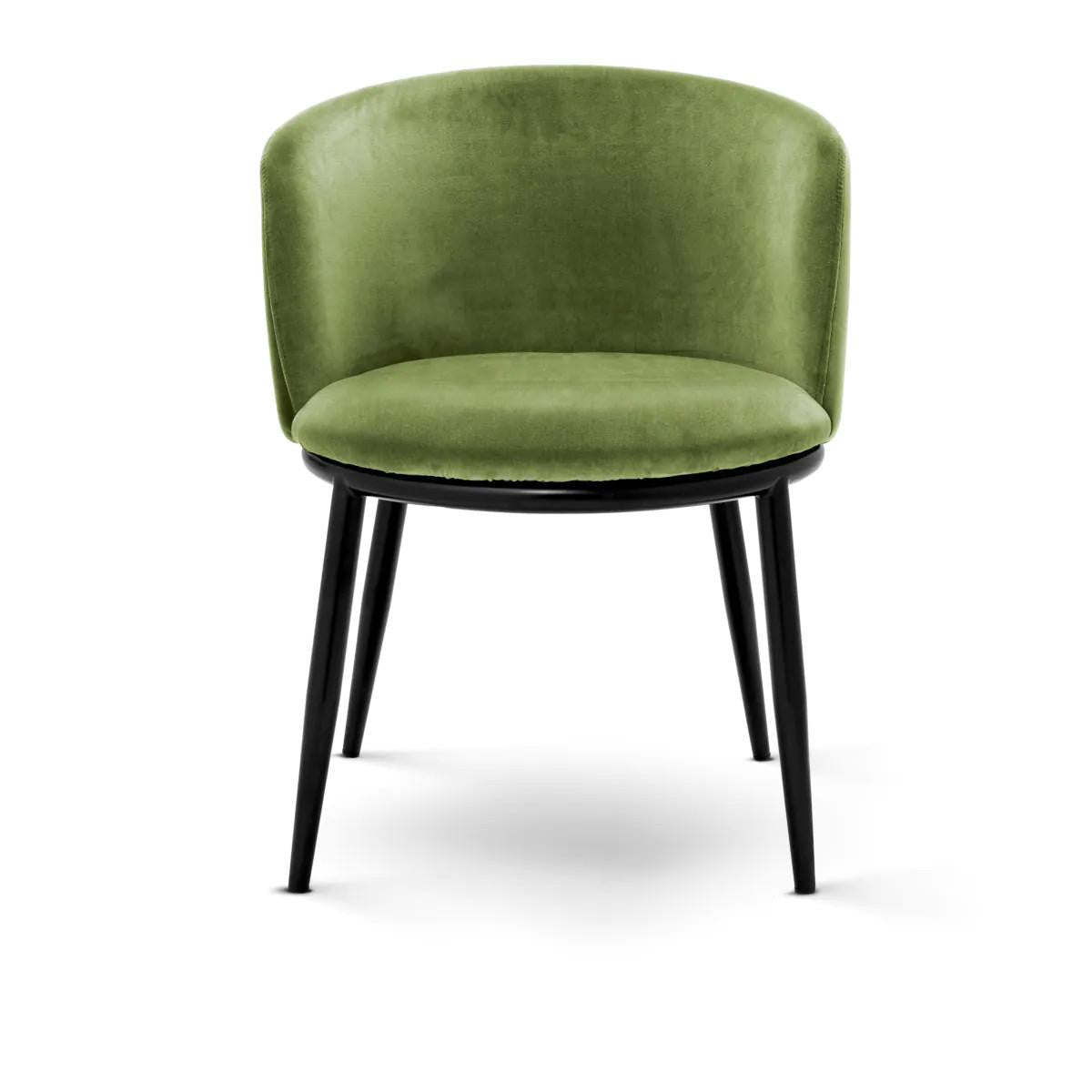 Eichholtz Filmore Dining Chair, Set of 2, Cameron Light Green Fabric, Black Legs, 29.13"H (A111996 YV0J03YXY3)