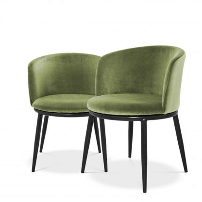 Eichholtz Filmore Dining Chair, Set of 2, Cameron Light Green Fabric, Black Legs, 29.13"H (A111996 YV0J03YXY3)