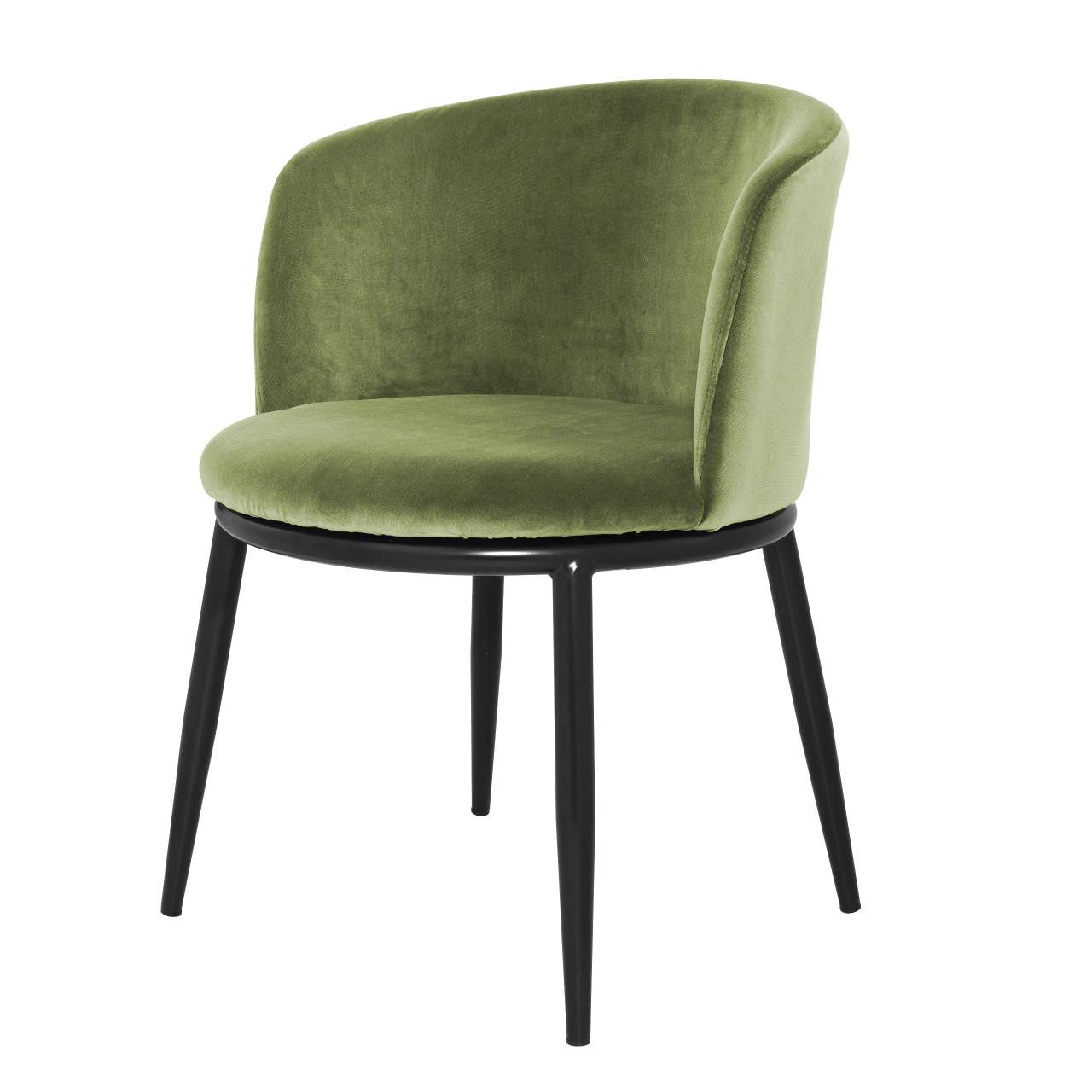 Eichholtz Filmore Dining Chair, Set of 2, Cameron Light Green Fabric, Black Legs, 29.13"H (A111996 YV0J03YXY3)