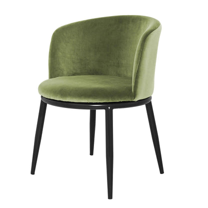 Eichholtz Filmore Dining Chair, Set of 2, Cameron Light Green Fabric, Black Legs, 29.13"H (A111996 YV0J03YXY3)