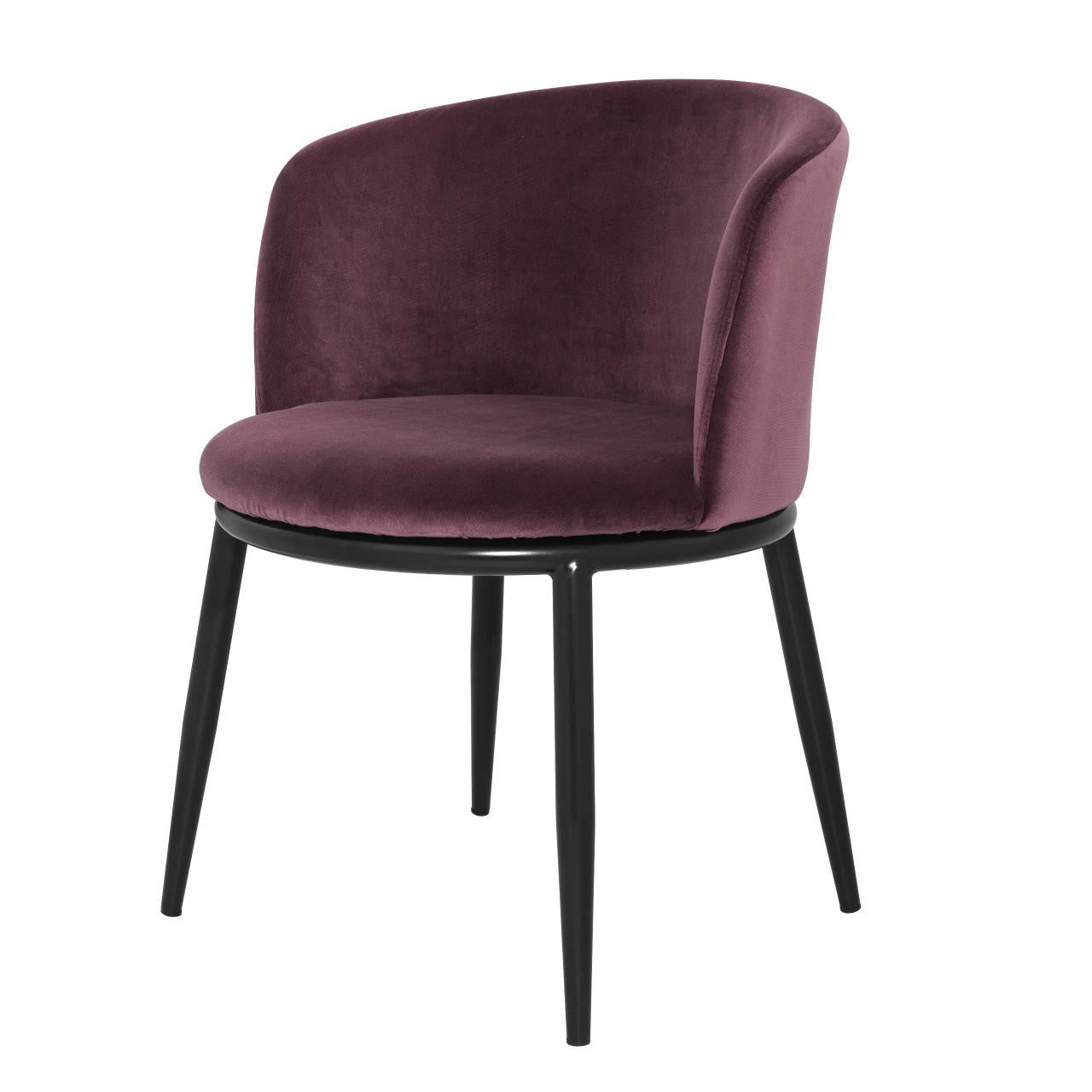 Eichholtz Filmore Dining Chair, Set of 2, Cameron Purple Fabric, Black Legs, 29.13"H (A111994 YV0J03YXY4)