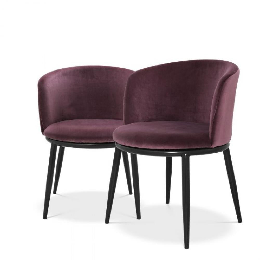 Eichholtz Filmore Dining Chair, Set of 2, Cameron Purple Fabric, Black Legs, 29.13"H (A111994 YV0J03YXY4)