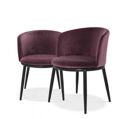 Eichholtz Filmore Dining Chair, Set of 2, Cameron Purple Fabric, Black Legs, 29.13"H (A111994 YV0J03YXY4)