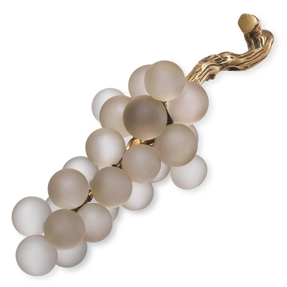Eichholtz French Grapes Sculpture, White Glass, Vintage Brass, 19.69"W (113098 YV0J041QUN)