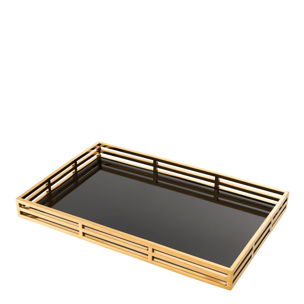 Eichholtz Giacomo Tray, Gold, Black Glass, 22.05"W (112883 YV0J041WQA)