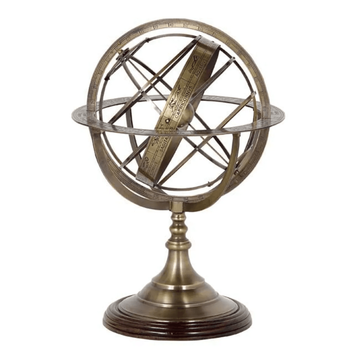 Eichholtz Globe Sculpture, Large, Antique Brass, Brown Base, 12.6"W (103790 YV0J03YY0C)