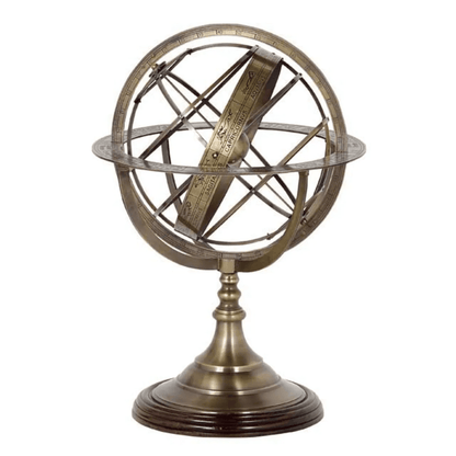 Eichholtz Globe Sculpture, Large, Antique Brass, Brown Base, 12.6"W (103790 YV0J03YY0C)