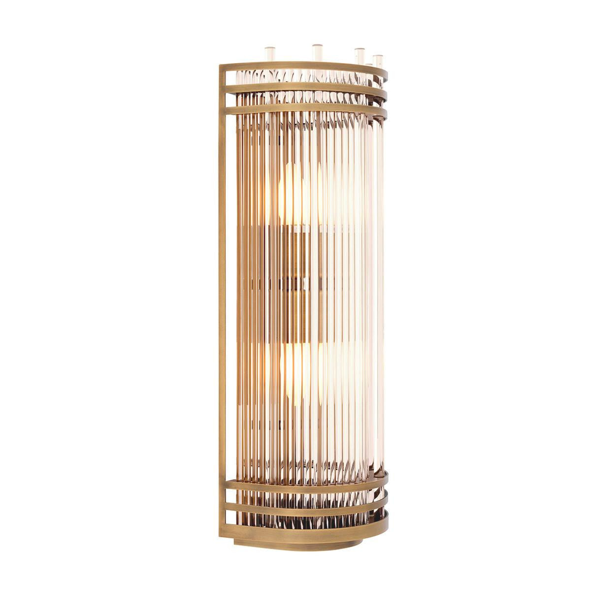 Eichholtz Gulf 2 Light Wall Sconce Antique Brass, Clear