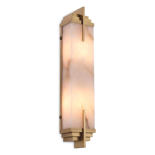 Eichholtz Harman 2 Light Wall Sconce Antique Brass, Alabaster