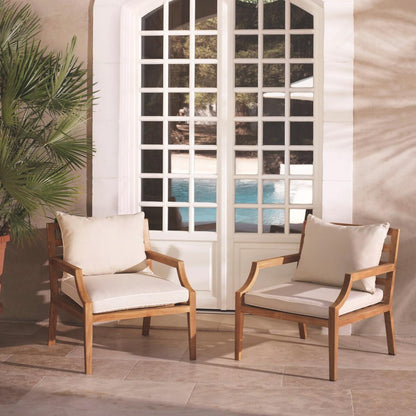 Eichholtz Hera Outdoor Armchair, Natural Teak, Off-White, 27.17"W (117349 YV0J041QVR)