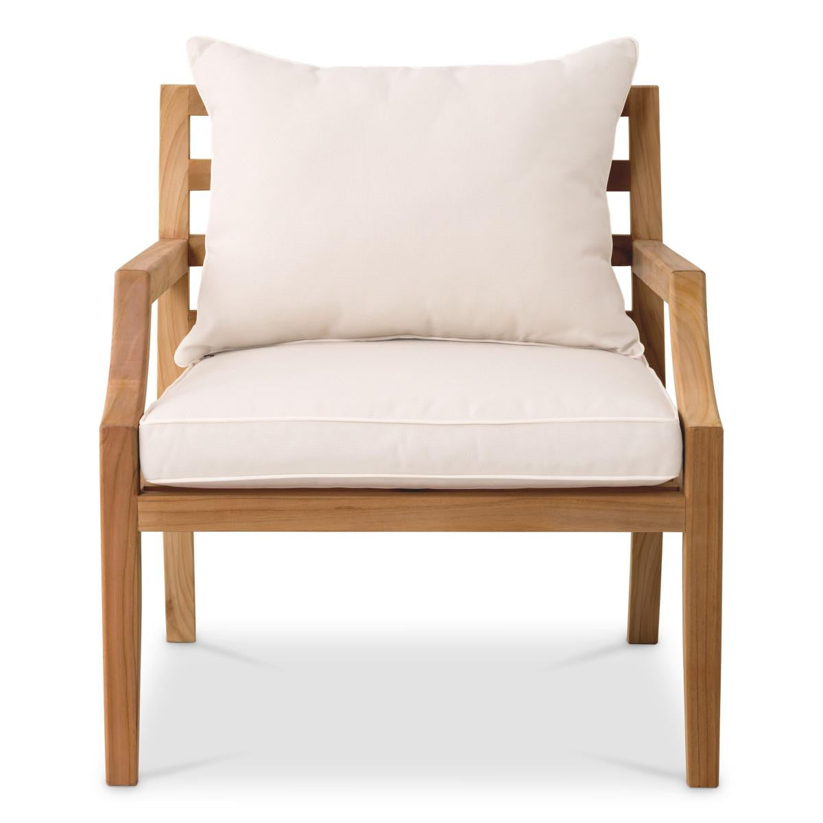 Eichholtz Hera Outdoor Armchair, Natural Teak, Off-White, 27.17"W (117349 YV0J041QVR)