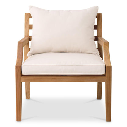 Eichholtz Hera Outdoor Armchair, Natural Teak, Off-White, 27.17"W (117349 YV0J041QVR)