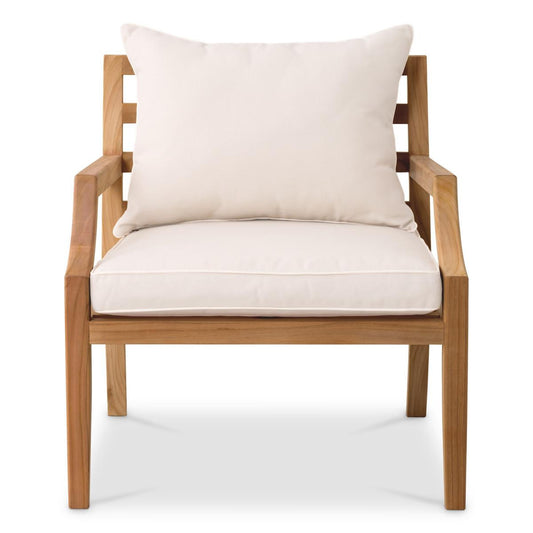 Eichholtz Hera Outdoor Armchair, Natural Teak, Off-White, 27.17"W (117349 YV0J041QVR)