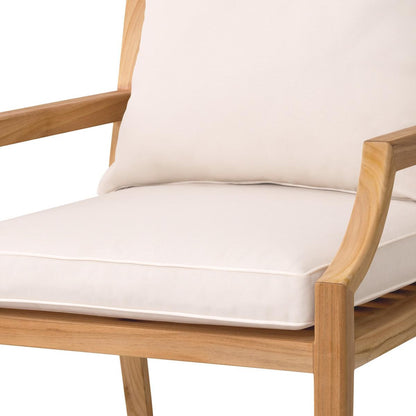 Eichholtz Hera Outdoor Armchair, Natural Teak, Off-White, 27.17"W (117349 YV0J041QVR)