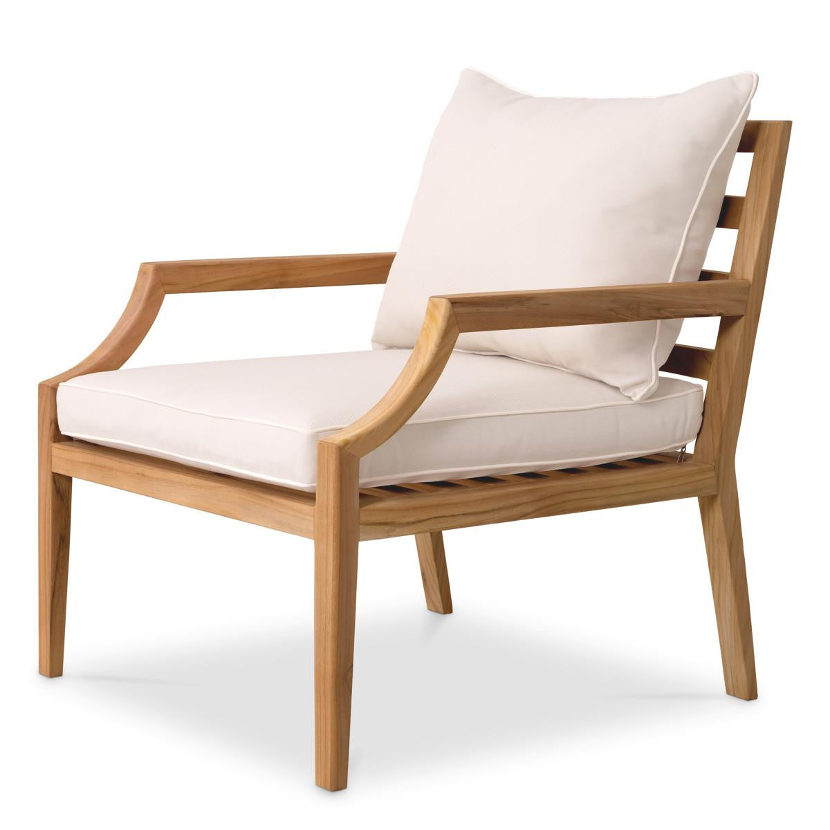 Eichholtz Hera Outdoor Armchair, Natural Teak, Off-White, 27.17"W (117349 YV0J041QVR)
