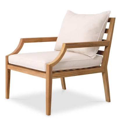 Eichholtz Hera Outdoor Armchair, Natural Teak, Off-White, 27.17"W (117349 YV0J041QVR)