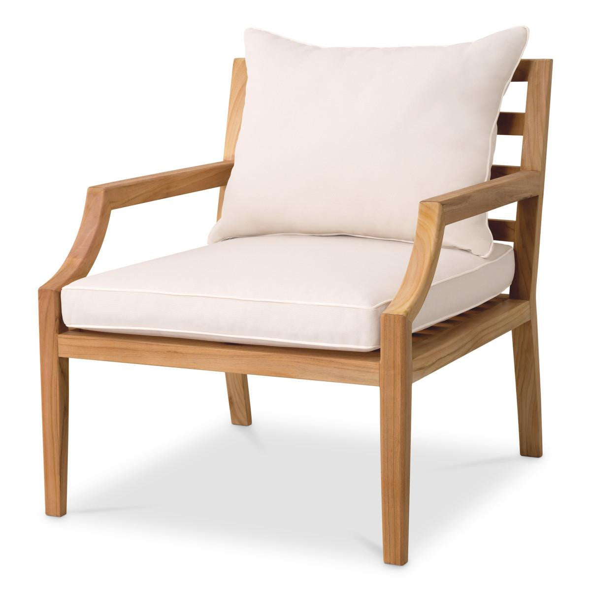 Eichholtz Hera Outdoor Armchair, Natural Teak, Off-White, 27.17"W (117349 YV0J041QVR)