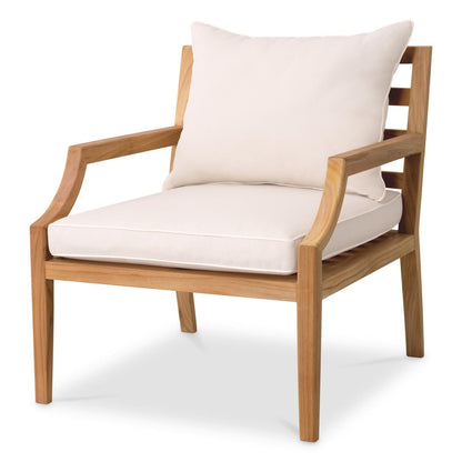 Eichholtz Hera Outdoor Armchair, Natural Teak, Off-White, 27.17"W (117349 YV0J041QVR)