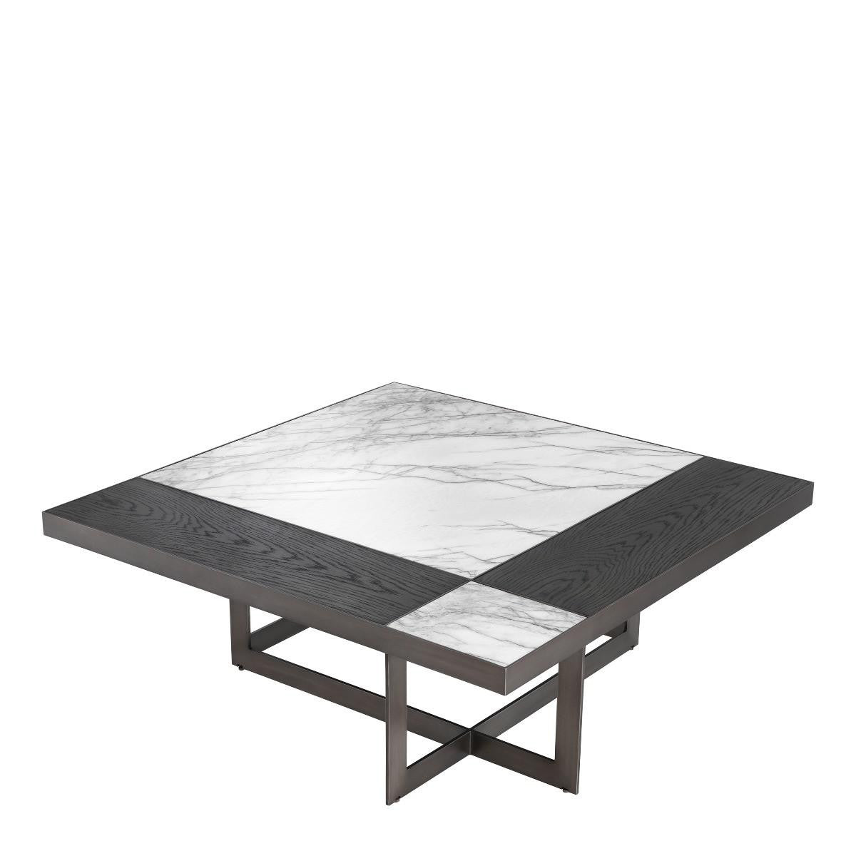 Eichholtz Hermoza Coffee Table, White Marble, Bronze, Mocha, 43.31"W (113380 ), Eichholtz 113380 YV0J03YV2R