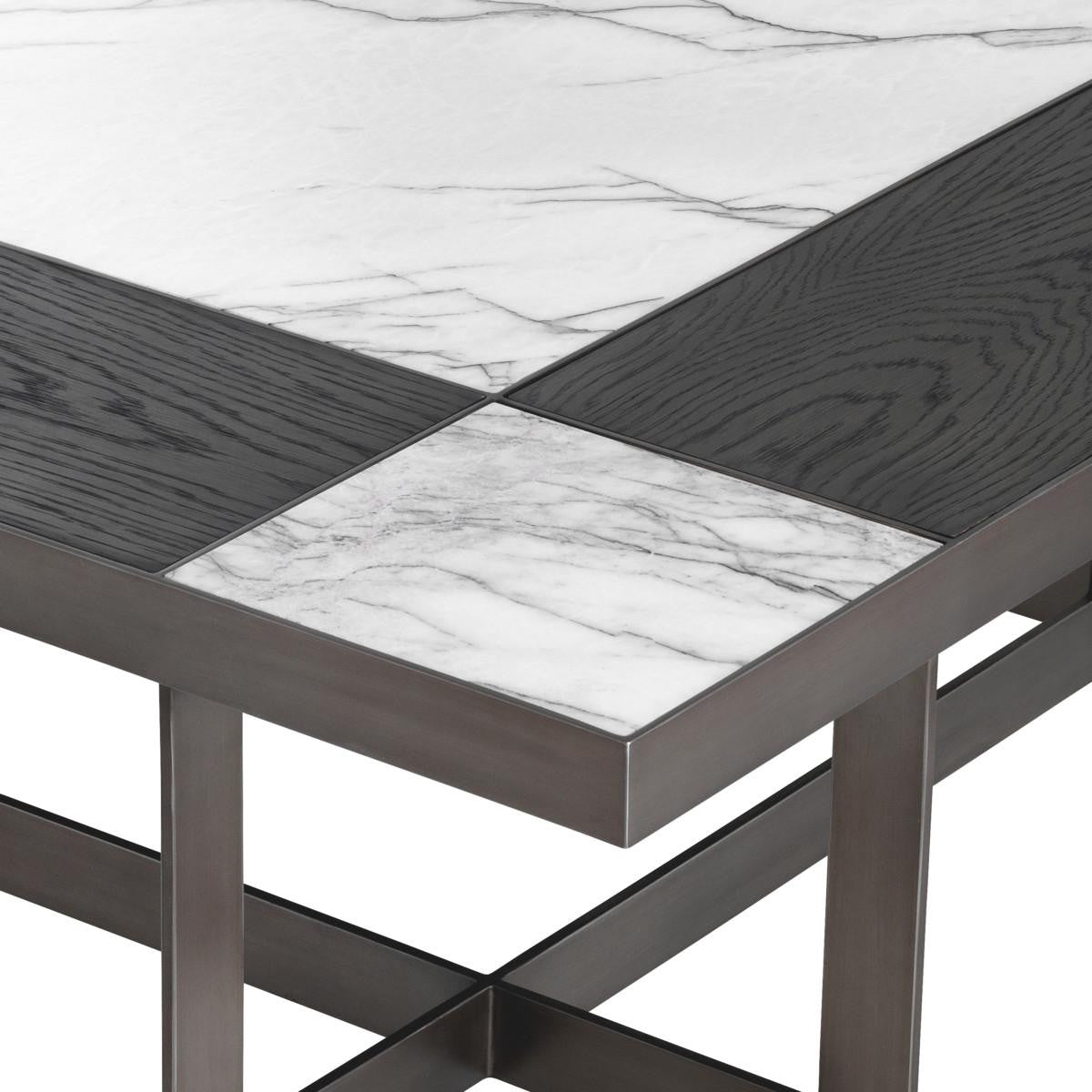 Eichholtz Hermoza Coffee Table, White Marble, Bronze, Mocha, 43.31"W (113380 ), Eichholtz 113380 YV0J03YV2R