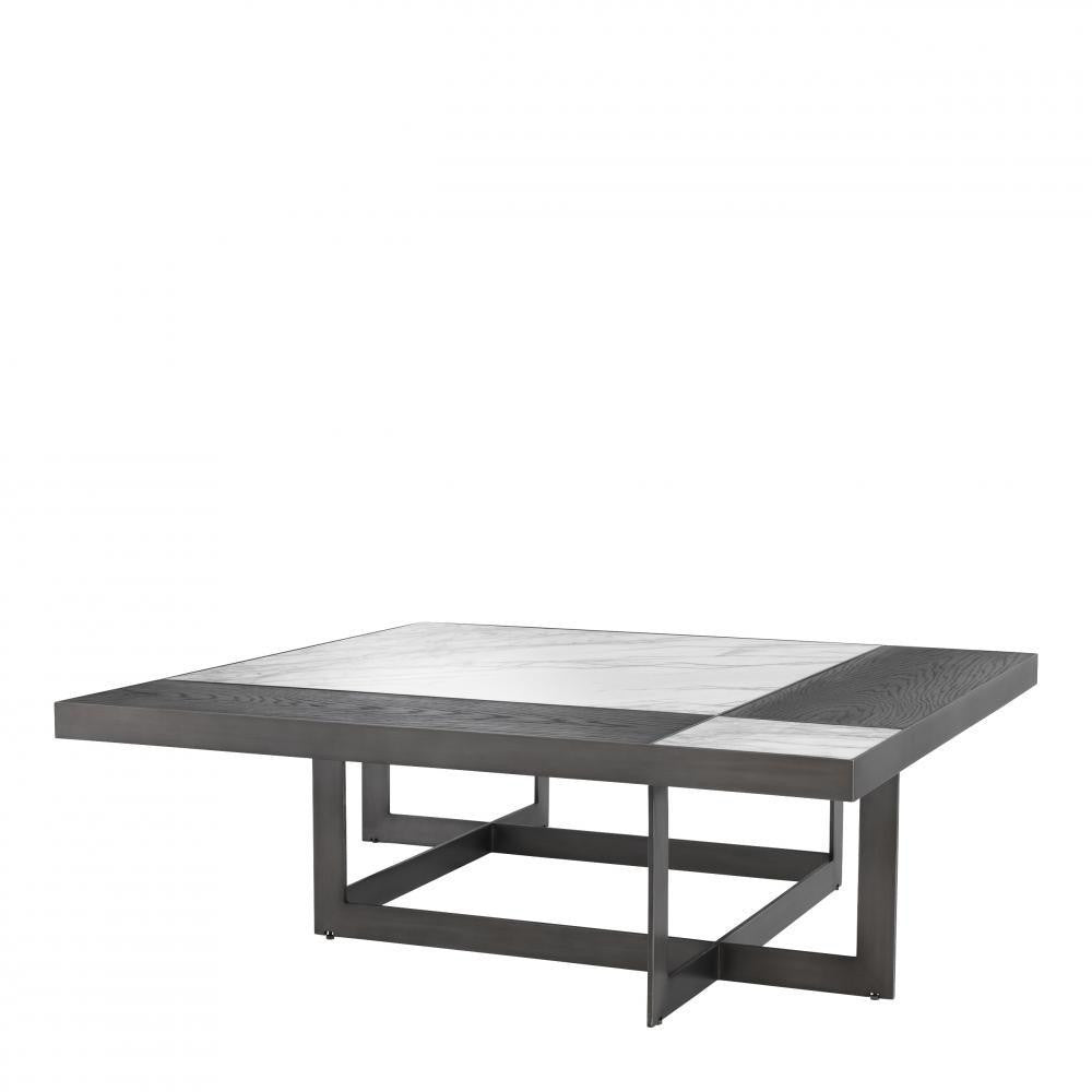 Eichholtz Hermoza Coffee Table, White Marble, Bronze, Mocha, 43.31"W (113380 ), Eichholtz 113380 YV0J03YV2R