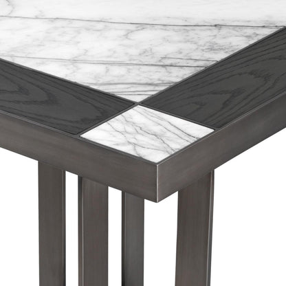 Eichholtz Hermoza Side Table, White Marble, Bronze, Mocha, 22.83"H (113381 YV0J041UQH)
