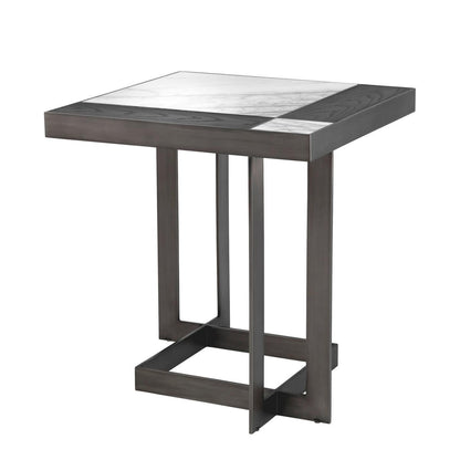 Eichholtz Hermoza Side Table, White Marble, Bronze, Mocha, 22.83"H (113381 YV0J041UQH)