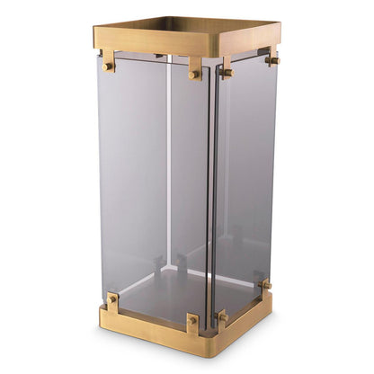 Eichholtz Heston Umbrella Stand, Antique Brass, Smoke Glass, 11.61"W (117123 YV0J041XMU)