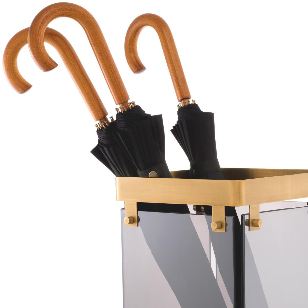 Eichholtz Heston Umbrella Stand, Antique Brass, Smoke Glass, 11.61"W (117123 YV0J041XMU)