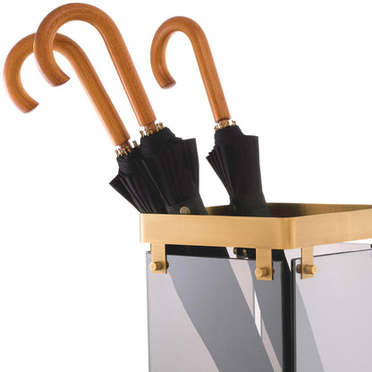 Eichholtz Heston Umbrella Stand, Antique Brass, Smoke Glass, 11.61"W (117123 YV0J041XMU)