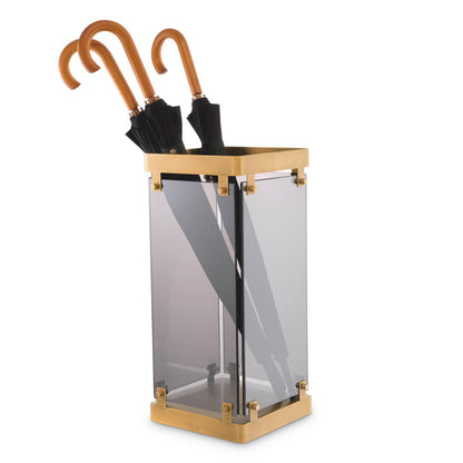 Eichholtz Heston Umbrella Stand, Antique Brass, Smoke Glass, 11.61"W (117123 YV0J041XMU)