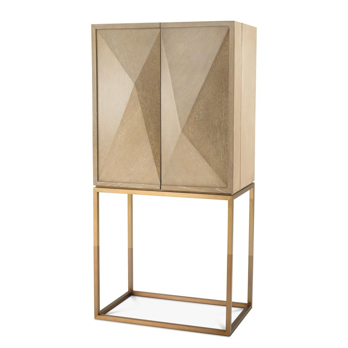 Eichholtz Highland Wine Cabinet, Washed Oak, Brushed Brass, 31.89"W (111464 YV0J041ZKZ)