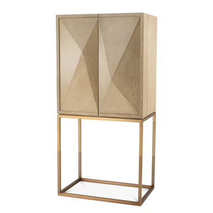 Eichholtz Highland Wine Cabinet, Washed Oak, Brushed Brass, 31.89"W (111464 YV0J041ZKZ)
