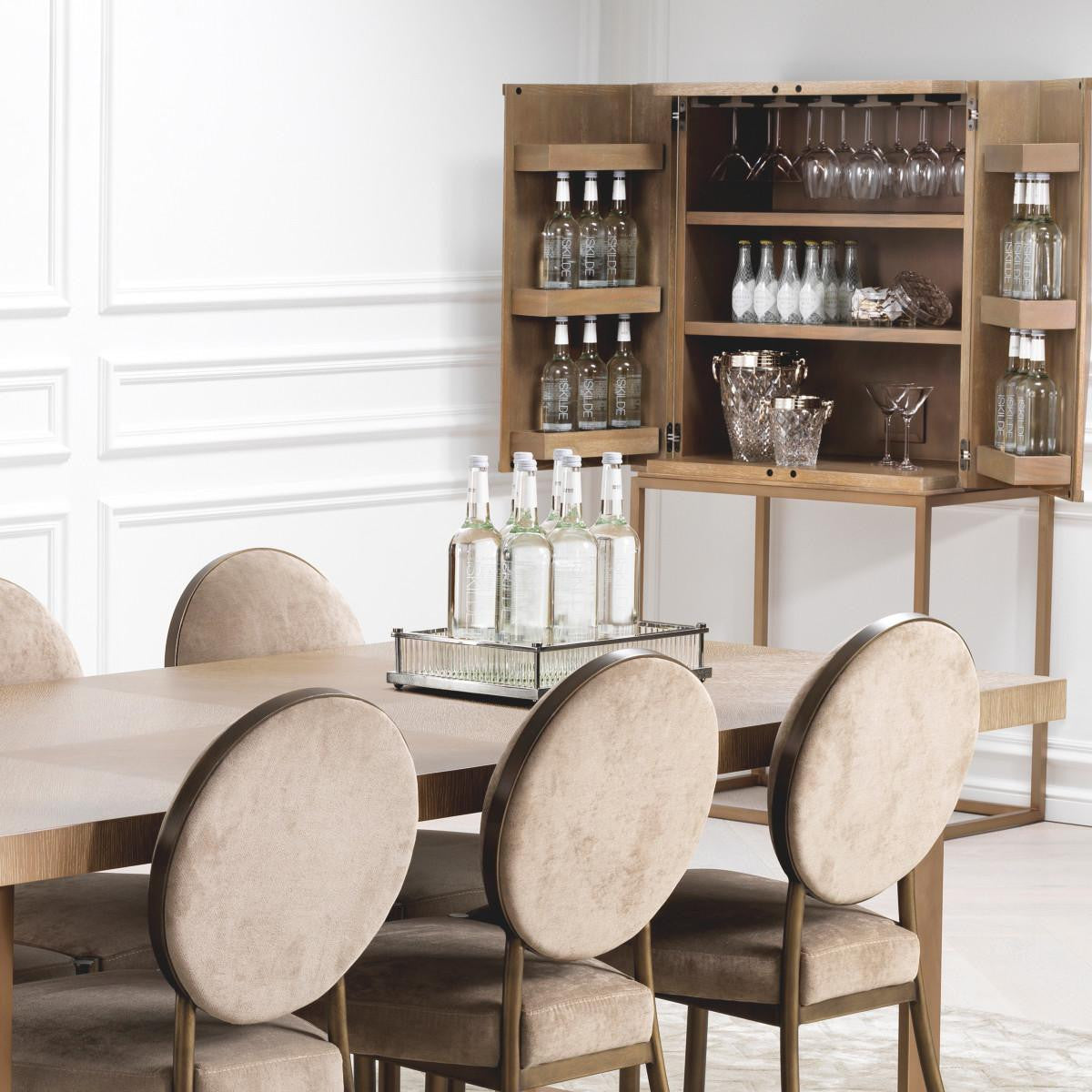Eichholtz Highland Wine Cabinet, Washed Oak, Brushed Brass, 31.89"W (111464 YV0J041ZKZ)