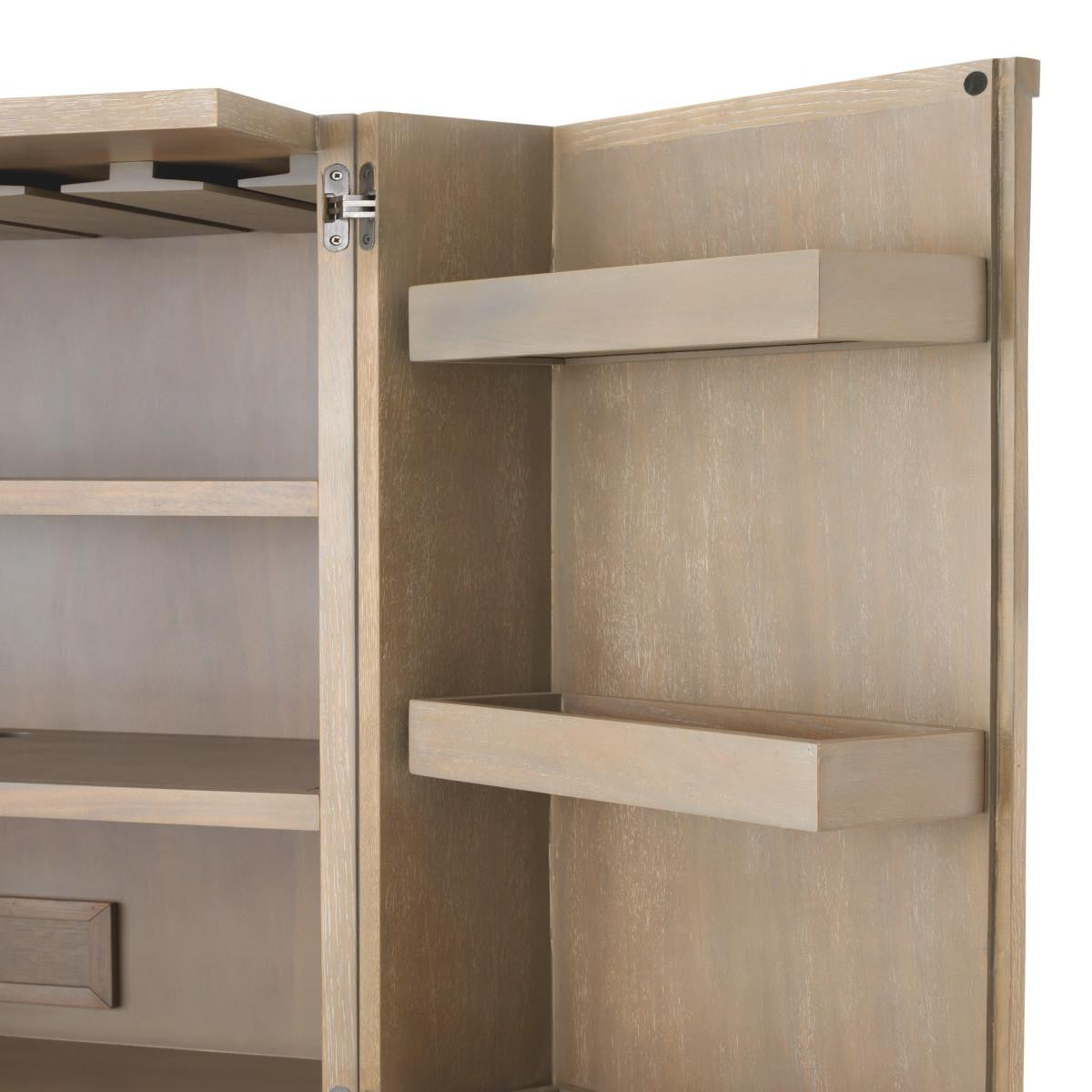Eichholtz Highland Wine Cabinet, Washed Oak, Brushed Brass, 31.89"W (111464 YV0J041ZKZ)