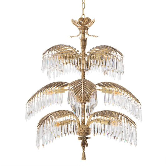 Eichholtz Hildebrandt Chandelier Vintage Brass, Clear