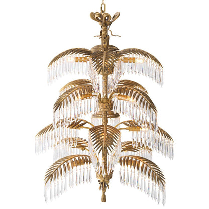 Eichholtz Hildebrandt Chandelier, 16-Light, X-Large, Vintage Brass, Crystal Glass, 37.4"W (113307UL YV0J03YU3J)