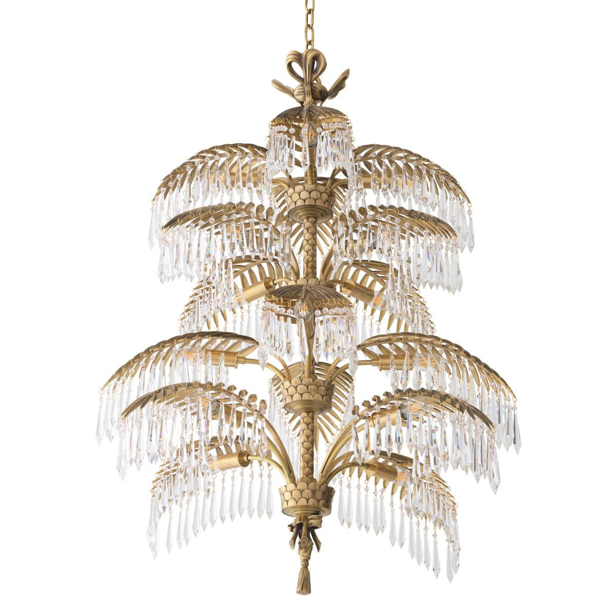 Eichholtz Hildebrandt Chandelier, 16-Light, X-Large, Vintage Brass, Crystal Glass, 37.4"W (113307UL YV0J03YU3J)