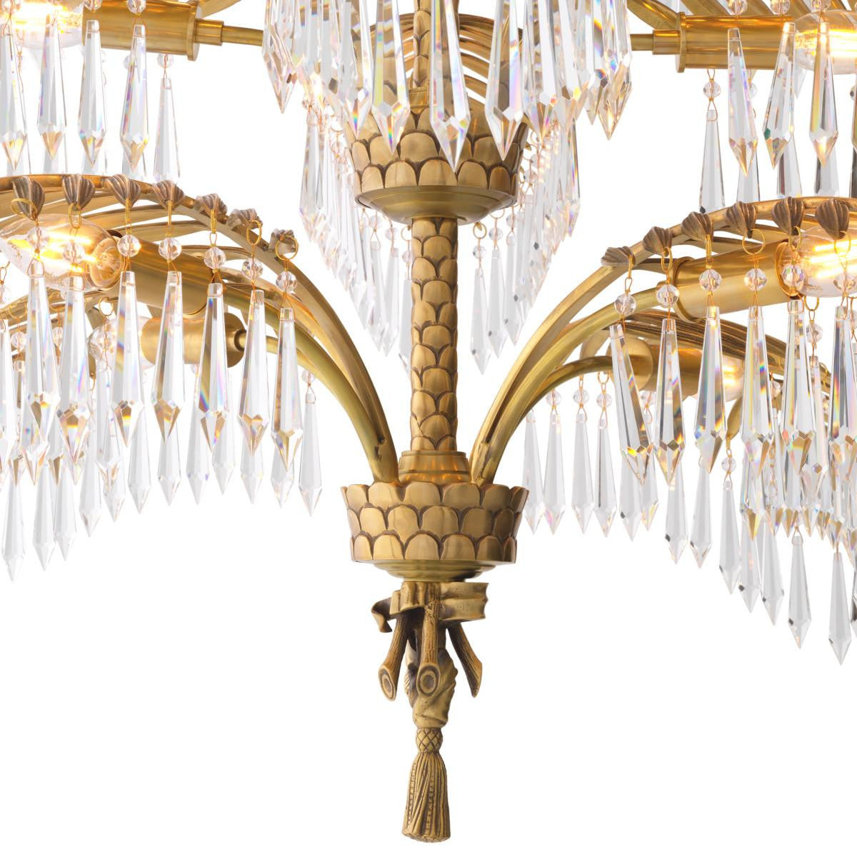 Eichholtz Hildebrandt Chandelier, 16-Light, X-Large, Vintage Brass, Crystal Glass, 37.4"W (113307UL YV0J03YU3J)