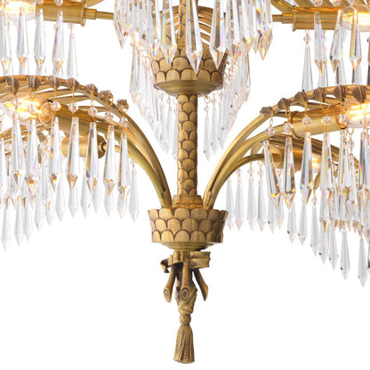 Eichholtz Hildebrandt Chandelier, 16-Light, X-Large, Vintage Brass, Crystal Glass, 37.4"W (113307UL YV0J03YU3J)