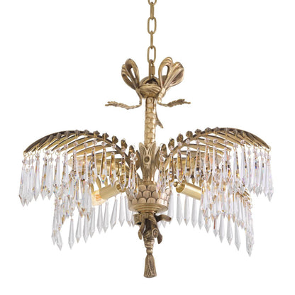 Eichholtz Hildebrandt Chandelier, 4-Light, Small, Vintage Brass, Crystal Glass, 25.59"W (112272UL YV0J03YU3H)
