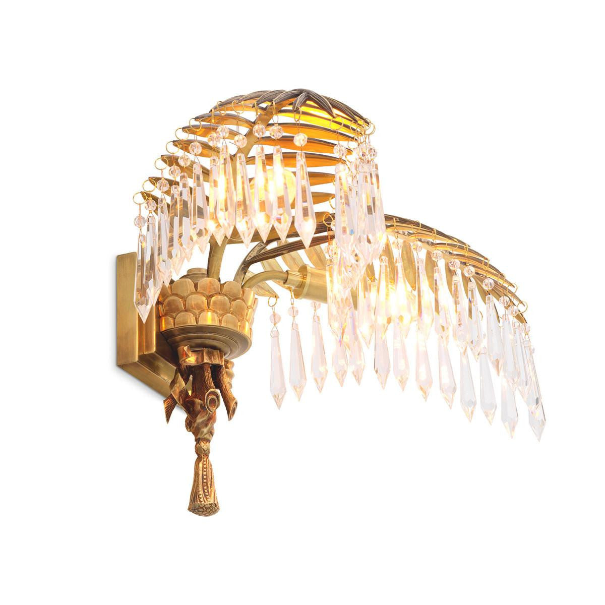 Eichholtz Hildebrandt Wall Sconce, 2-Light, Vintage Brass, Crystal Glass, 17.72"W (112876UL YV0J041YN0)
