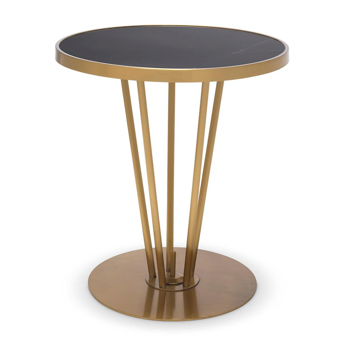 Eichholtz Horatio Side Table, Brushed Brass, Black, 21.26"H (114093 YV0J041UQJ)