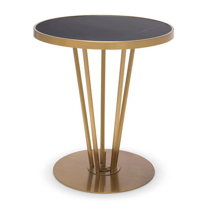 Eichholtz Horatio Side Table, Brushed Brass, Black, 21.26"H (114093 YV0J041UQJ)