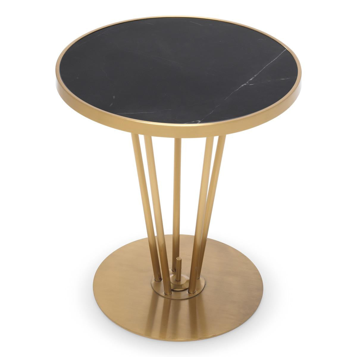 Eichholtz Horatio Side Table, Brushed Brass, Black, 21.26"H (114093 YV0J041UQJ)