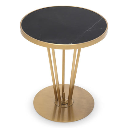 Eichholtz Horatio Side Table, Brushed Brass, Black, 21.26"H (114093 YV0J041UQJ)