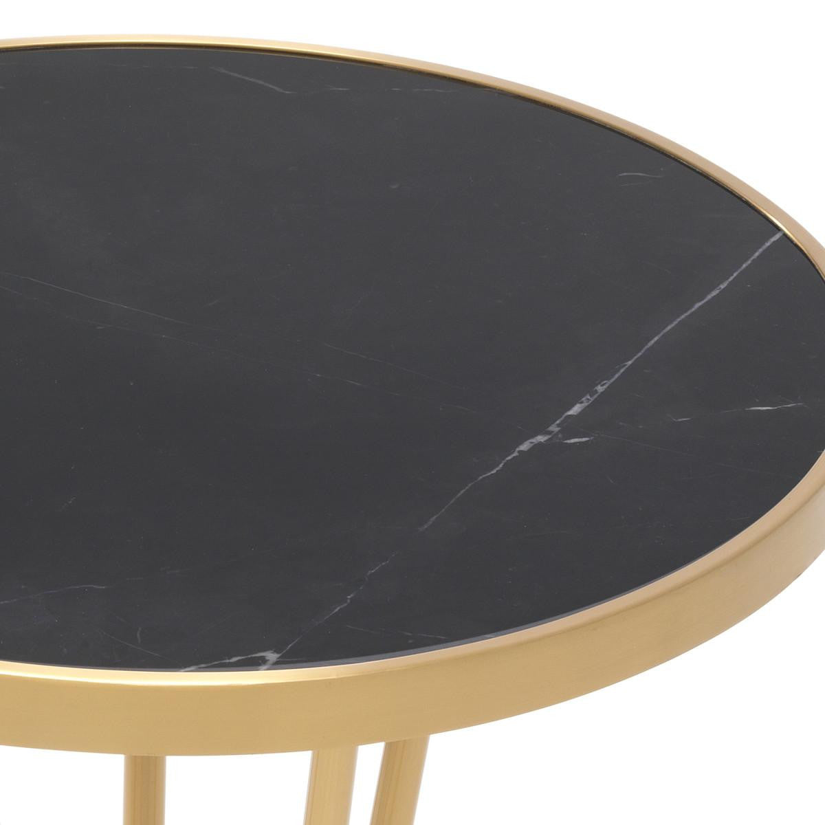 Eichholtz Horatio Side Table, Brushed Brass, Black, 21.26"H (114093 YV0J041UQJ)